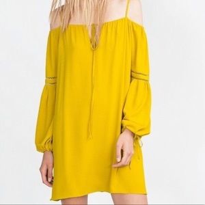 ZARA NWOT off shoulder mustard yellow dress